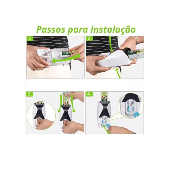 Imagem de Dispenser Aplicador Creme Dental Pasta Dente Suporte Escovas