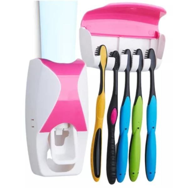 Imagem de Dispenser Aplicador Creme Dental Pasta Dente Suporte Escovas