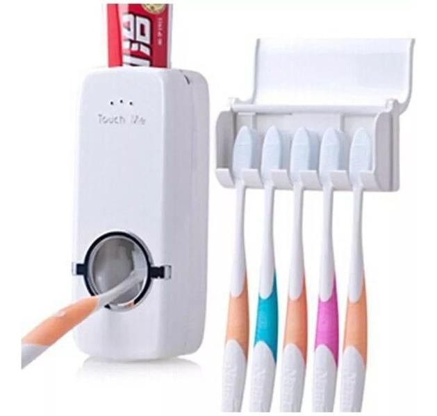 Imagem de Dispenser Aplicador Creme Dental Pasta Dente Suporte Escovas