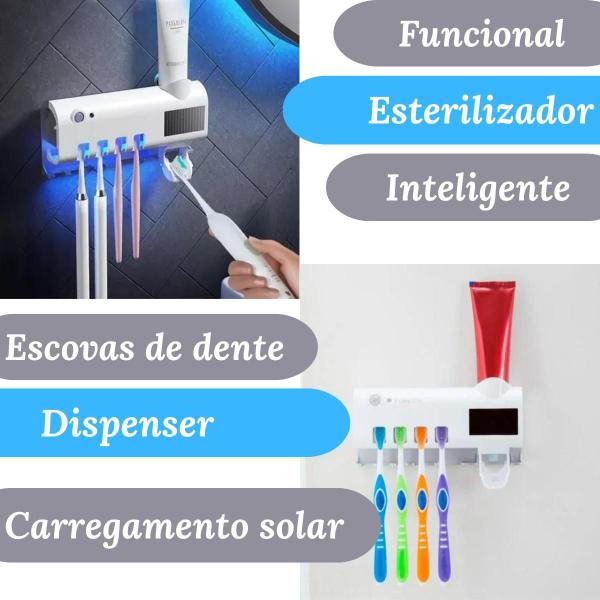 Imagem de Dispenser Automático Creme Dental Suporte Escovas Banheiro