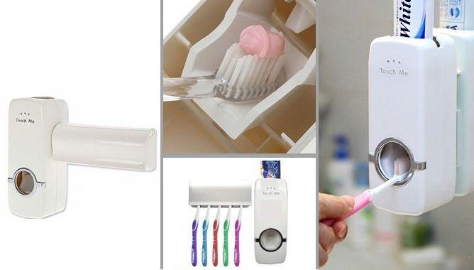 Imagem de  Dispenser Automático Creme Dental + Suporte Escovas