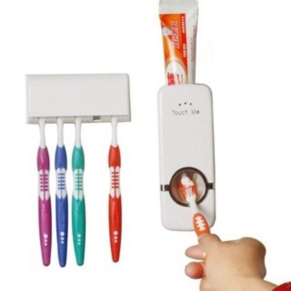 Dispenser Automático Para Pasta De Dente Com Suporte - Touch Me Imagem de Dispenser Automático Para Pasta De Dente Com Suporte