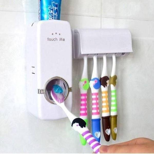 Dispenser Automático Pasta De Dente Suporte Escovas Banheiro - Cn Spimport - OU Imagem de Dispenser Automático Pasta De Dente Suporte Escovas Banheiro - Cn Spimport - OU