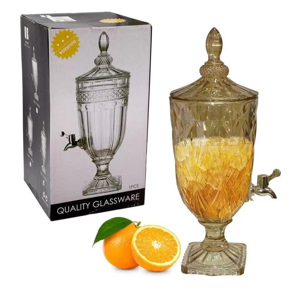 Imagem de Dispenser bebidas cristal 3l dourado suqueira casamento luxo