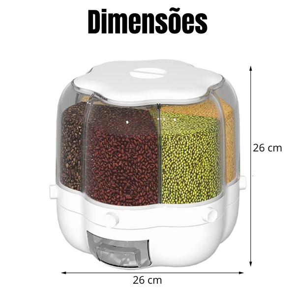 Imagem de  Dispenser De Alimentos Giratório 360 Grãos Cereais 6 Divisórias Porta Condimento Rotativo 360 Grãos Cereais 6 Divisórias