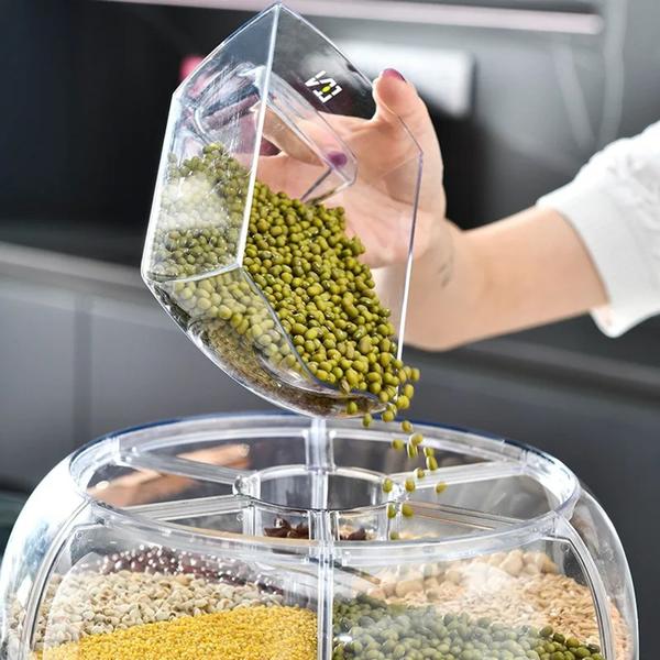 Imagem de Dispenser De Alimentos Giratório Com 6 Divisões Rotativo De 360 Graus