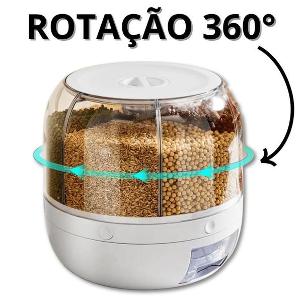 Imagem de Dispenser De Alimentos Giratório Dispensador De Arroz Rotativo Organizador De Grãos Cozinha Casa