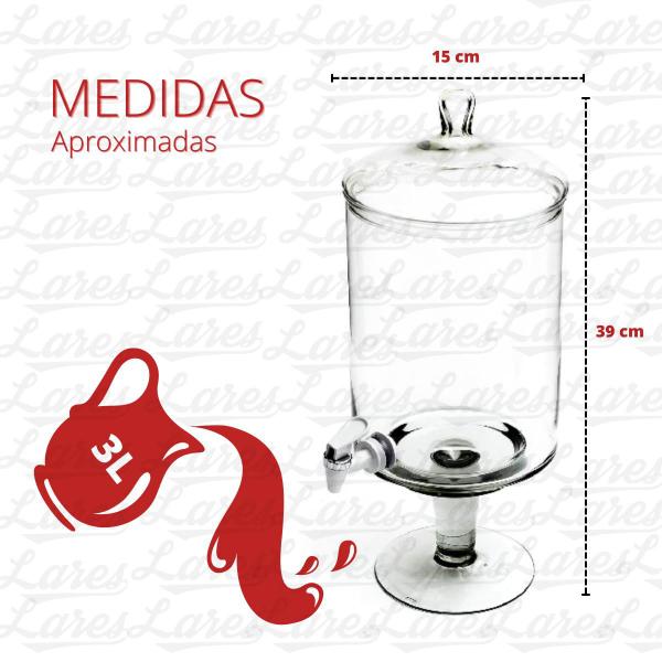 Dispenser de bebidas de vidro 3 litros com torneira - MISTRAL/CAROLINA LIZ Imagem de Dispenser de bebidas de vidro 3 litros com torneira