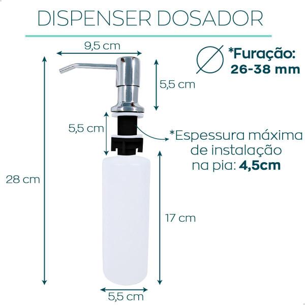 Imagem de Dispenser De Embutir Detergente Aço Inox Cromado Dosador