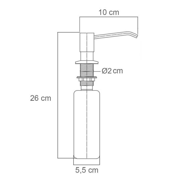 Imagem de Dispenser De Embutir Preto Porta Detergente Dosador Aço Inox