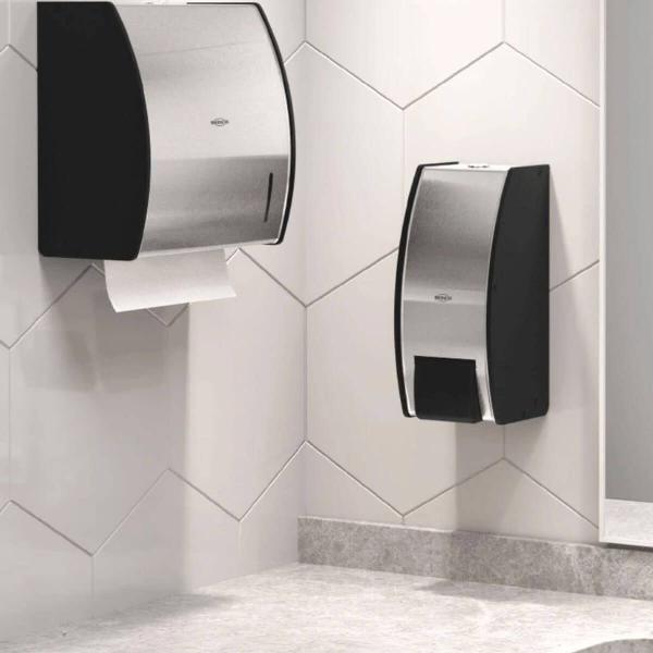 Imagem de Dispenser de Papel Toalha Interfolhado para Banheiro Porta Toalha Decorline Brinox Aço Inox e Preto