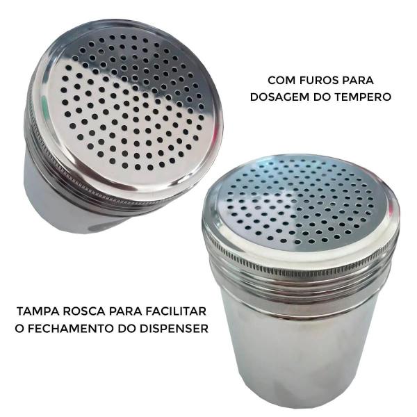 Imagem de Dispenser De Sal E Temperos Atualle Inox 320ml Hamburgueria Cor Cinza