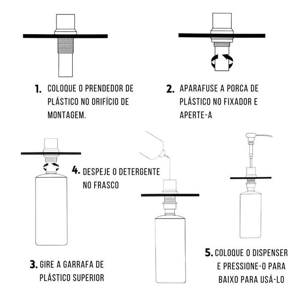 Imagem de Dispenser Detergente Embutir Pia Dosador Banheiro Cozinha