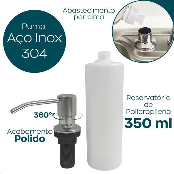 Imagem de Dispenser Detergente Polido Inox 304 Bancada 350Ml Cozinha