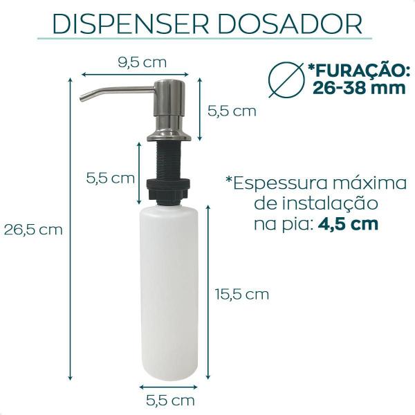 Imagem de Dispenser Detergente Polido Inox 304 Bancada 350Ml Cozinha