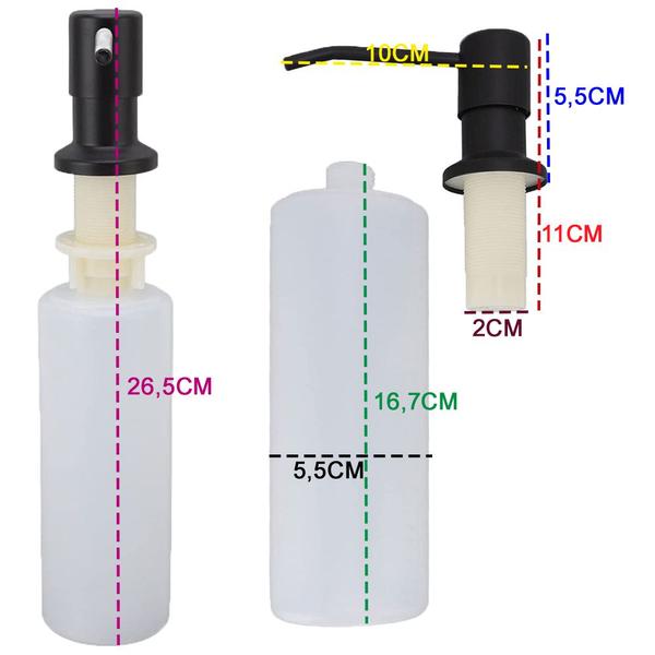 Dispenser Dosador Embutir Sabao Pia Detergente Liquido Cuba Bancada Banheiro Cozinha Limpeza Lavatorio Higiene Casa Bar Restaurante - LEVA PRA MALHAR Imagem de Dispenser Dosador Embutir Sabao Pia Detergente Liquido Cuba Bancada Banheiro Cozinha Limpeza Lavatorio Higiene Casa Bar Restaurante