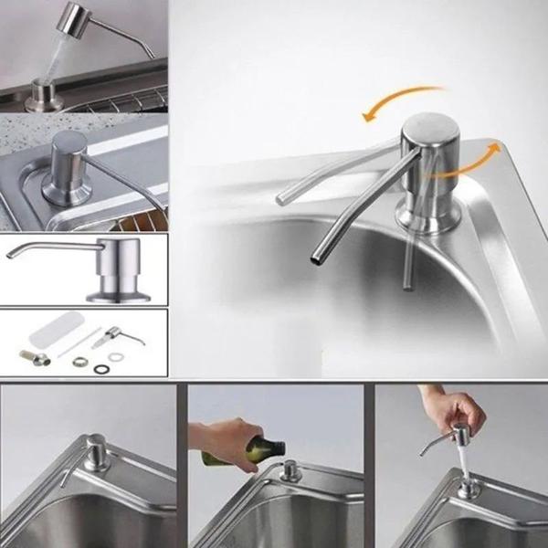 Imagem de Dispenser Dosador Kit 10 Unidades Embutir Sabao Detergente Sabonete Liquido Lavabo Banheiro Cozinha Pia