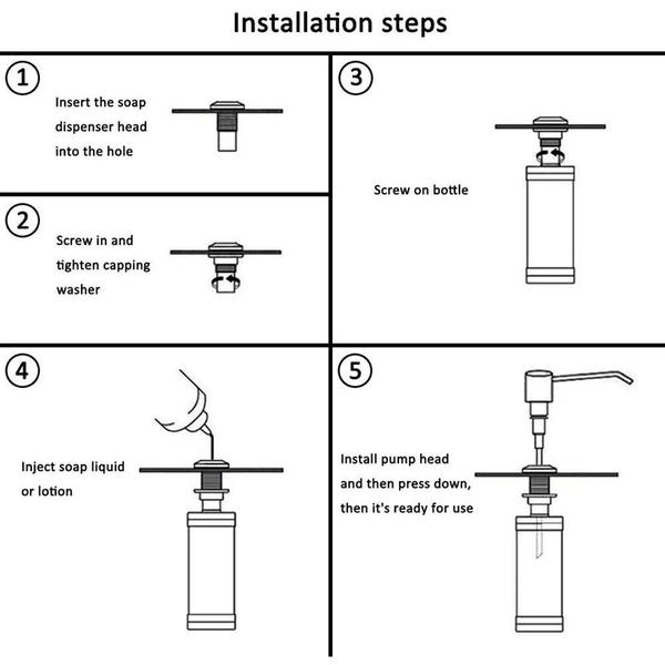 Imagem de Dispenser Dosador Kit 3 Unidades Embutir Pia Sabonete Liquido Detergente Sabao Inox Escovado Banheiro Cozinha