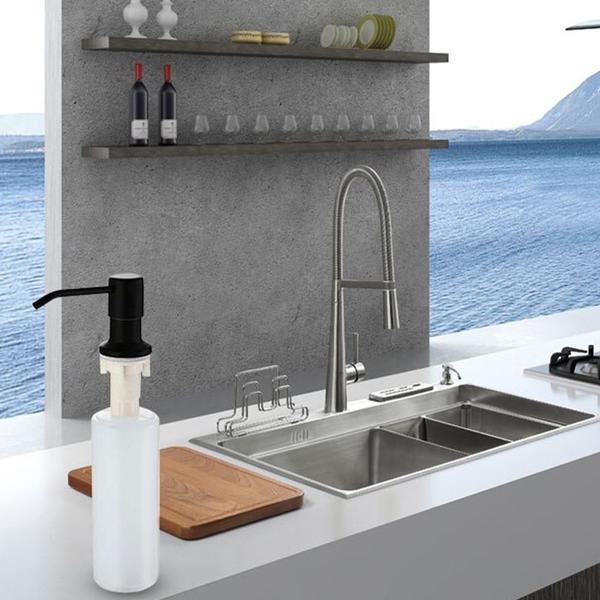 Imagem de Dispenser Embutir Sabao Detergente Liquidos Pia Cozinha Banheiro Casa Restaurante Banheiro Lavabo Limpeza Higieniza Pratico