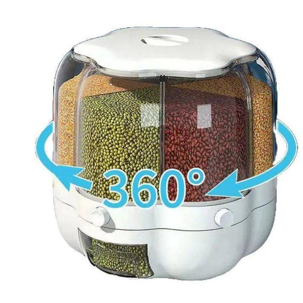 Imagem de Dispenser Giratório 360 Porta Alimentos com 6 Divisões para Grãos e Cereais