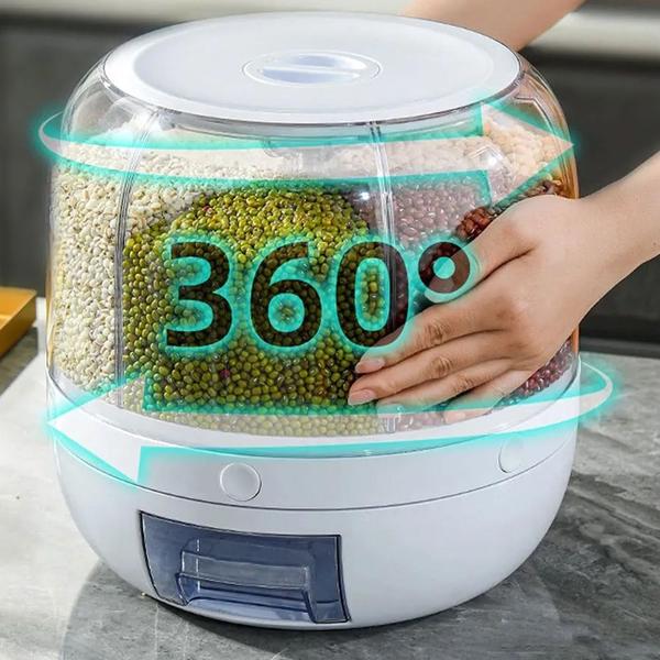 Imagem de Dispenser Giratorio Alimentos Tempero 6 Divisoes 360 Graus Porta Graos Cereais Feijao Armazenamento Cozinha Refeiçao