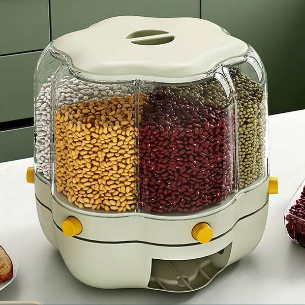 Imagem de Dispenser Giratorio Grao Cereal Arroz Feijao Porta Tempero Condimento Alimento Cozinha Armario Bancada Armazenamento Hermetico Resistente