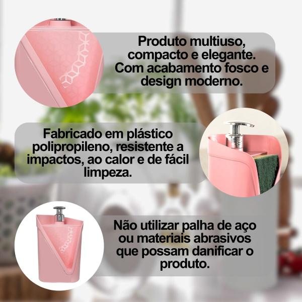 Imagem de Dispenser Moderno Organizador Porta Detergente Esponja Pia Cozinha Prático 500ml