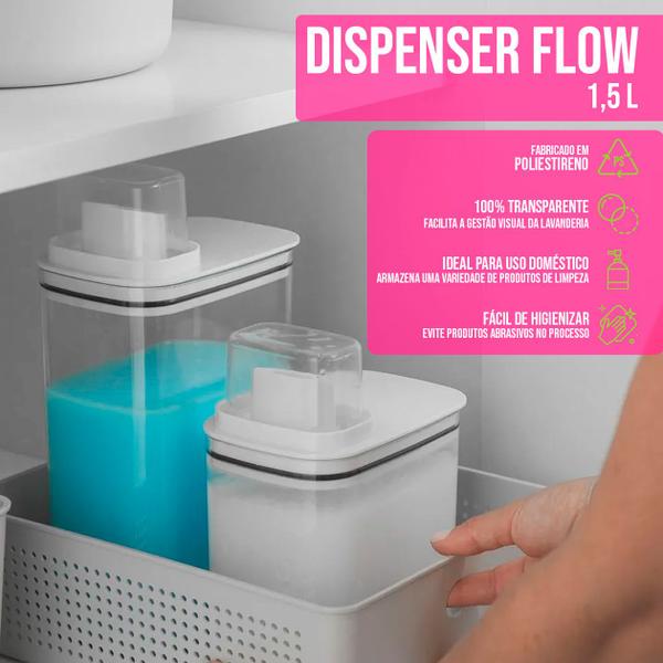 Imagem de Dispenser Multiuso 1,5L Sabão em Pó Limpeza Dosador Flow