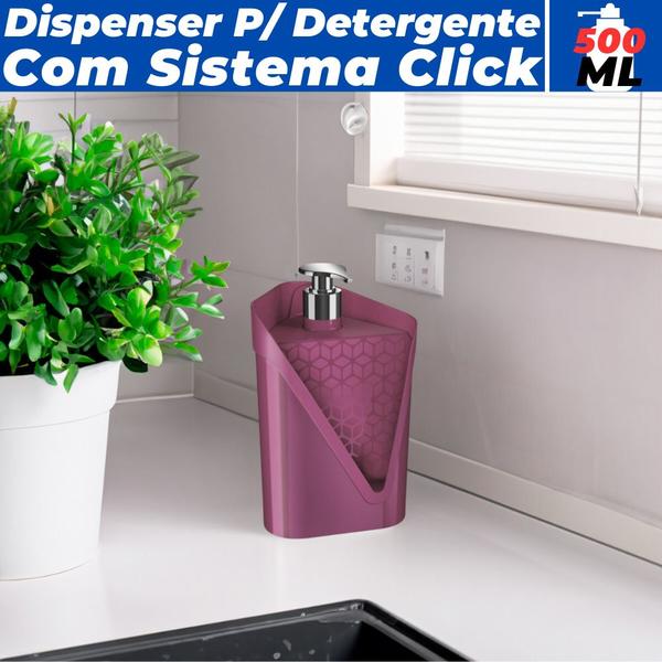 Imagem de Dispenser Organizador De Pia Porta Detergente Esponja Click 500ml