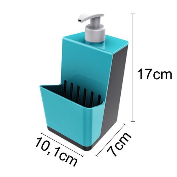 Imagem de Dispenser P/ Detergente e Porta Esponja Azul Turquesa/Chumbo