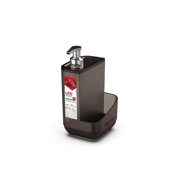 Dispenser Para Detergente Com Porta Esponja Suporte Organizador de Pia Cozinha Limpeza Ordene Preto Imagem de Dispenser Para Detergente Com Porta Esponja Suporte Organizador de Pia Cozinha Limpeza Ordene Preto