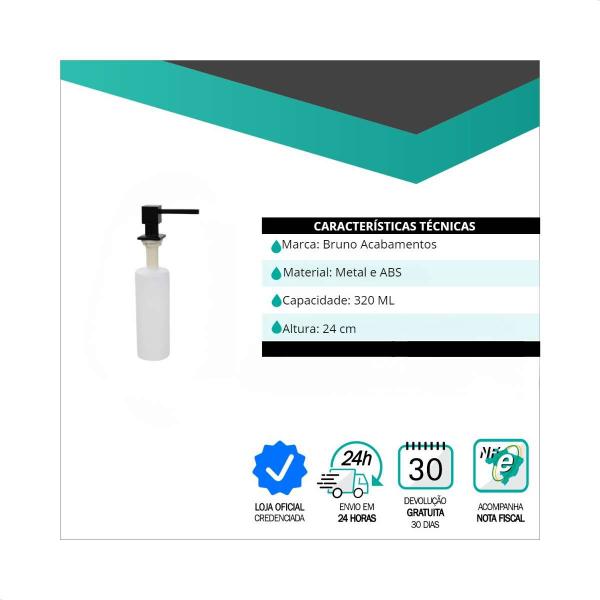 Imagem de Dispenser para detergente de embutir quadrado -  preto