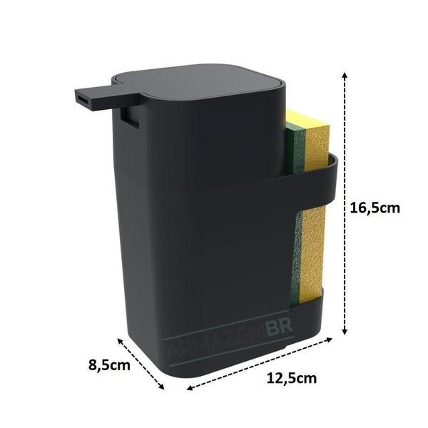 Imagem de Dispenser Para Detergente Lixeira 2,5L Porta Talher - Preto