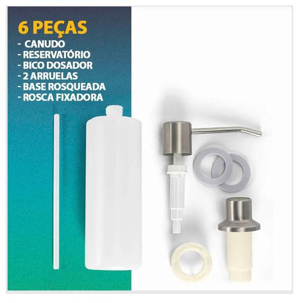 Dispenser para Embutir Detergente Inox Porta Sabonete Líquido Pia 350ml - Clink Imagem de Dispenser para Embutir Detergente Inox Porta Sabonete Líquido Pia 350ml