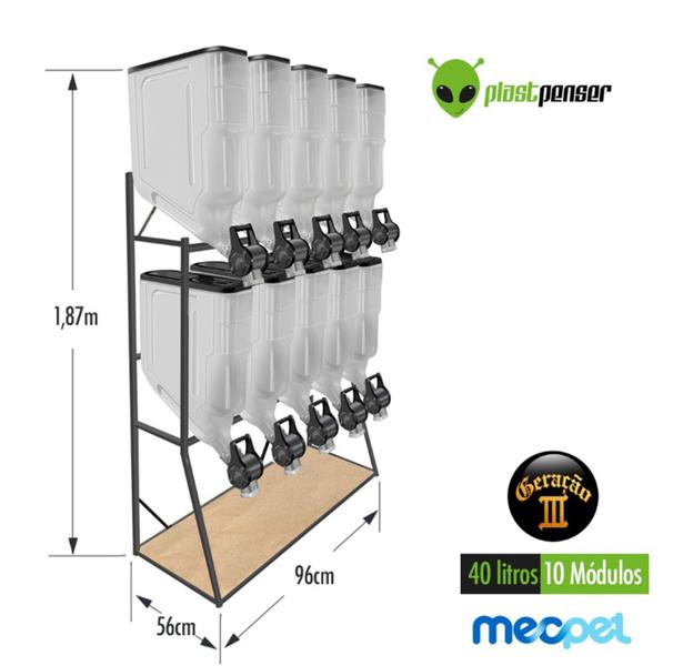 Imagem de Dispenser Para Ração e Cereais Com 10 Módulos de 40 Litros Mecpet 3a. Geração ELOCAL