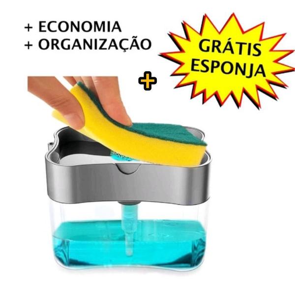 Imagem de Dispenser Para Sabão E Bucha 2X1 Cor Cinza