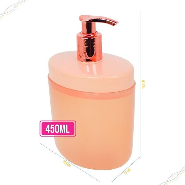 Imagem de Dispenser Para Sabonete Líquido e Alcool em Gel 450ml Rosa Coza