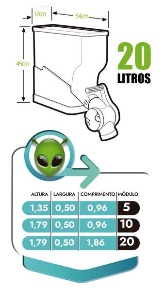 Imagem de Dispenser Porta Armazenamento Cereais Ração 10 Módulos 20lt