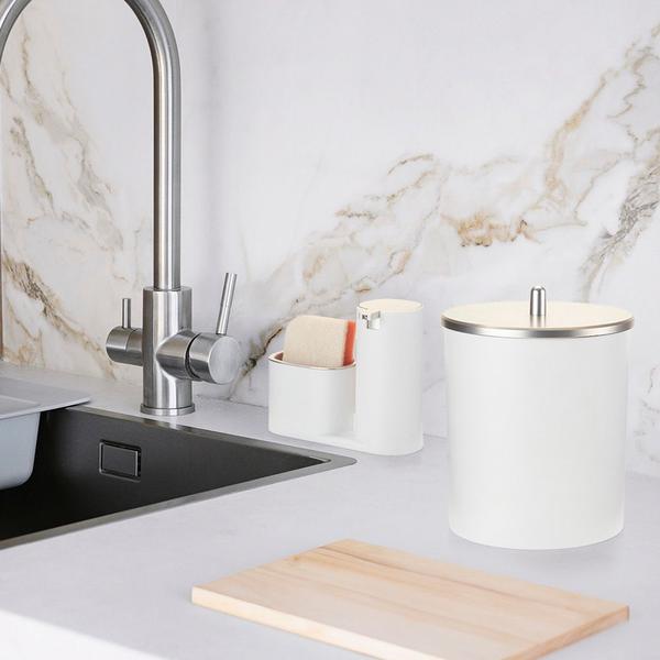 Dispenser Porta Dertergente E Bucha Luxo 350 ml Plastico Arthi Branco Imagem de Dispenser Porta Dertergente E Bucha Luxo 350 ml Plastico Arthi Branco