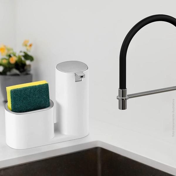 Dispenser Porta Dertergente E Bucha Luxo 350 ml Plastico Arthi Branco Imagem de Dispenser Porta Dertergente E Bucha Luxo 350 ml Plastico Arthi Branco