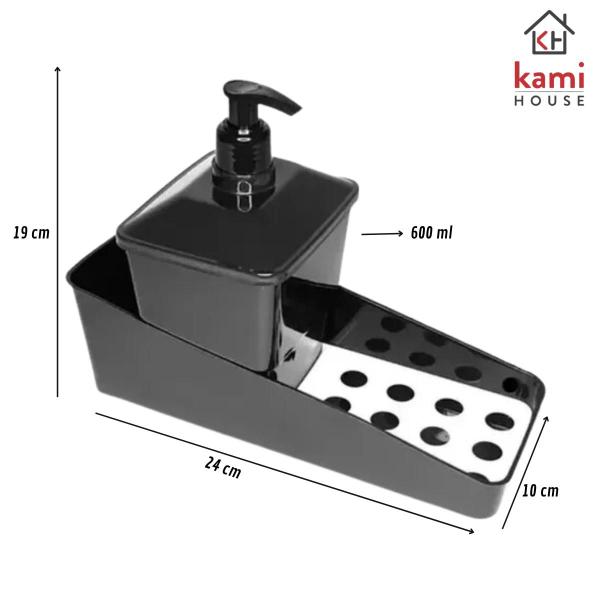 Imagem de Dispenser Porta Detergente e Esponja Preto - Plasutil