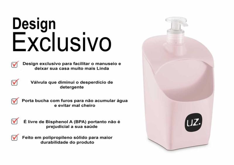 Imagem de Dispenser Porta Detergente Esponja 500ml Suporte Esponja UZ