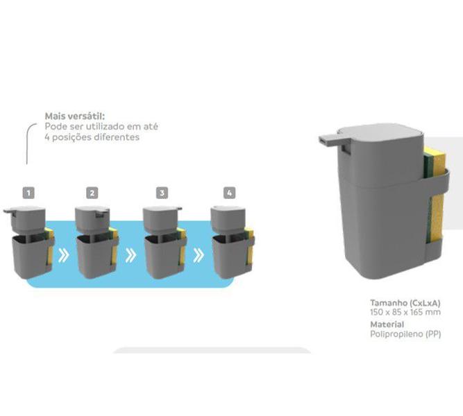 Imagem de Dispenser Porta Detergente Esponja Sabão Liquido 600ml De Pia Cozinha - Soprano