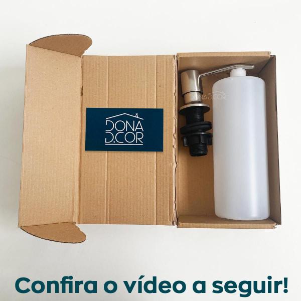 Imagem de Dispenser Porta Detergente Inox Polido 500ml De Embutir Bancada Pia Cozinha Suporte Sabonete Líquido Dosador Embutido Cuba Aço Inox 304