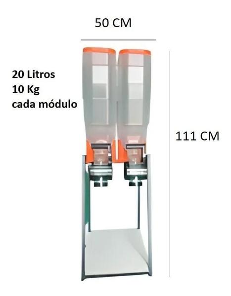 Imagem de Dispenser Porta Grão Feijão Cereais Ração 2 Módulos 20l 10kg