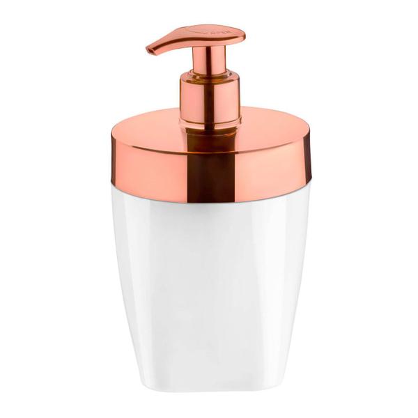 Imagem de Dispenser Porta Sabonete Líquido 400ml Saboneteira Pia Banheiro Branco Rose Gold - 2702BCR Future