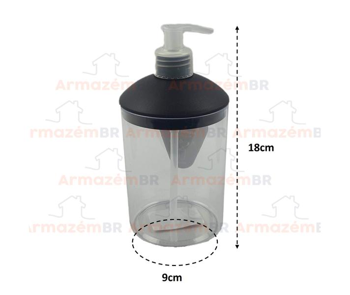 Imagem de Dispenser Porta Sabonete Líquido 500ml De Pia Banheiro Lavabo Cristal Preto - 340.1 Utility