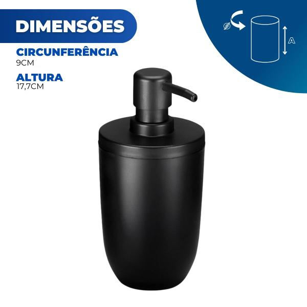 Imagem de Dispenser Porta Sabonete Líquido Detergente Pia Banheiro Lavabo Cozinha Black Preto Arthi