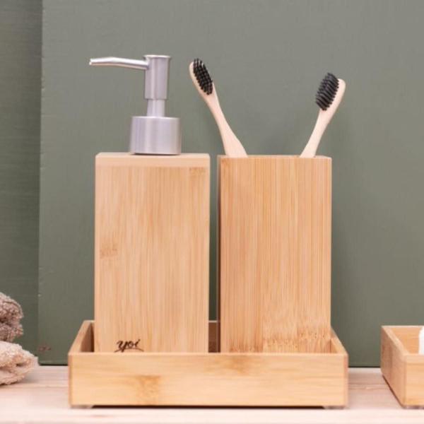 Dispenser Porta Sabonete Líquido Em Bambu De Luxo Banheiro Yoi Imagem de Dispenser Porta Sabonete Líquido Em Bambu De Luxo Banheiro Yoi