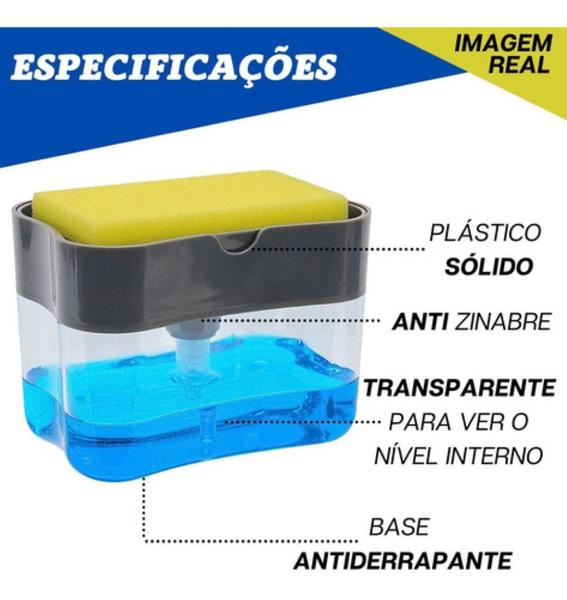 Imagem de Dispenser Sabão Pia Cozinha  suporte Porta Bucha Esponja